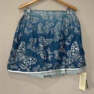 Millenium NWT ombré blue butterfly print silver detail paper waist mini skirt XL